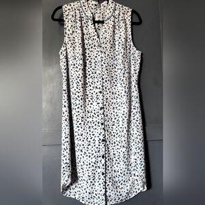 Cabi Womens Camila Sleeveless Blue, White & Black Leopard Print Dress Size M EUC